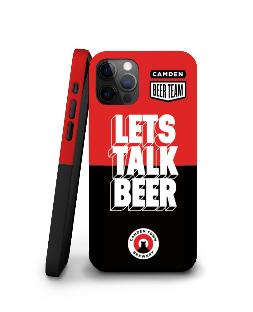 Handyhülle mit Marketingbotschaft Lets Talk Beer
